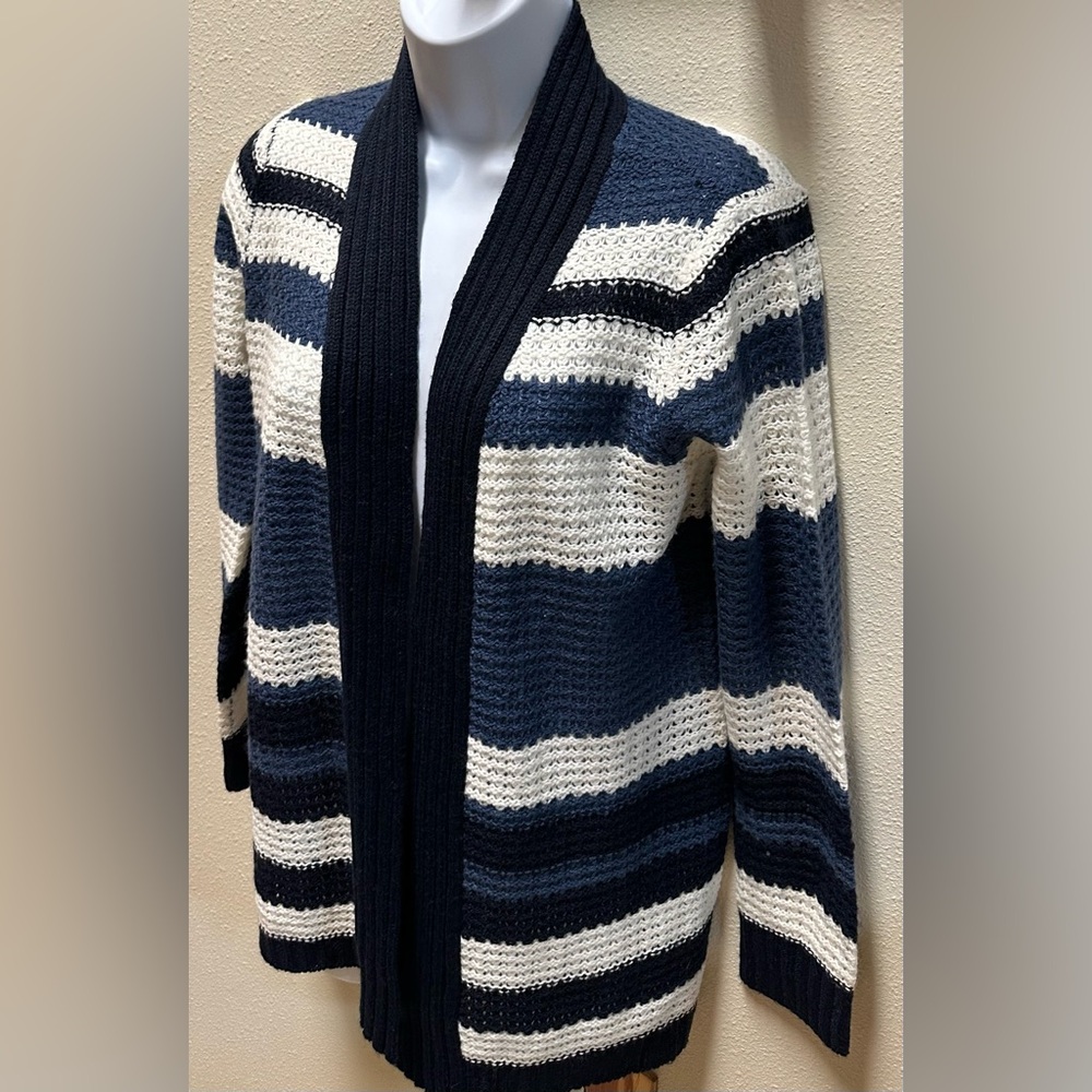 Jason Maxwell Striped Open Front Knit Cardigan